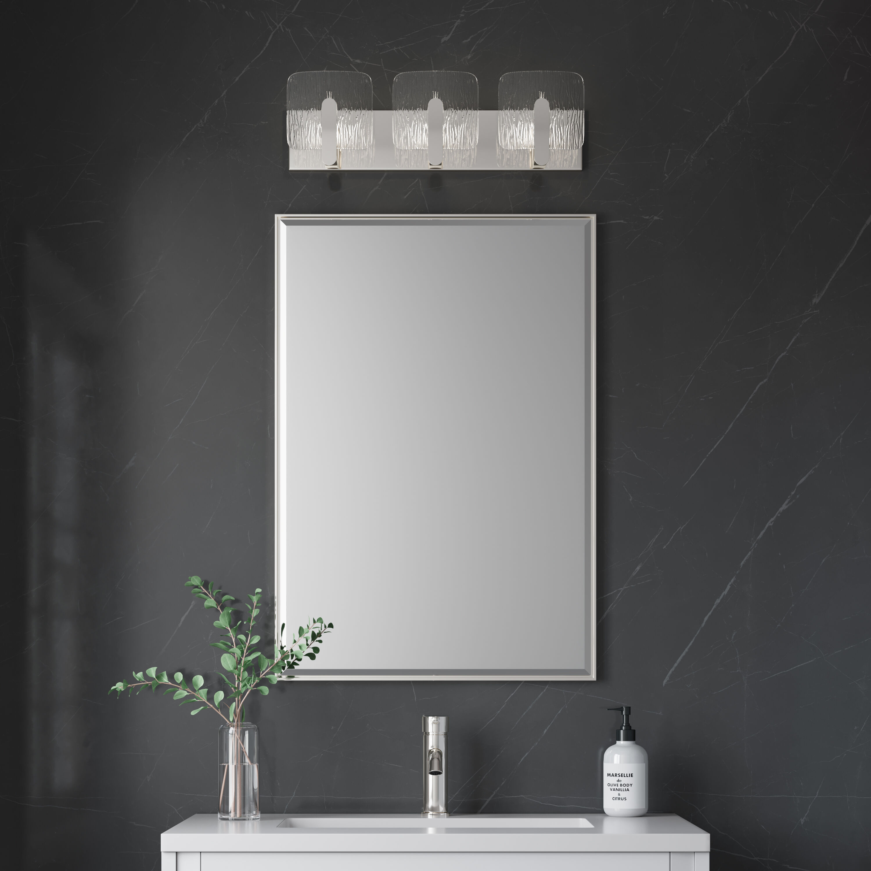 Rimini 3 Light 24 inch Polished Nickel Bathroom Vanity Light Wall Light